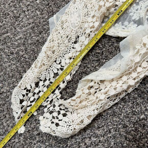 XCVI Cream Lace Sheer Bolero Cardigan Small Ruffle Open Front Vest - Picture 5 of 5